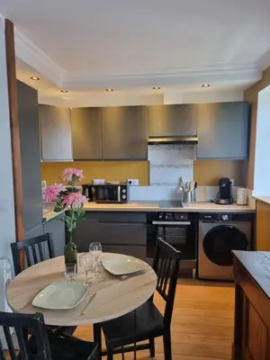 Cuisine ou kitchenette dans l'établissement Charmant T2 Genlis centre