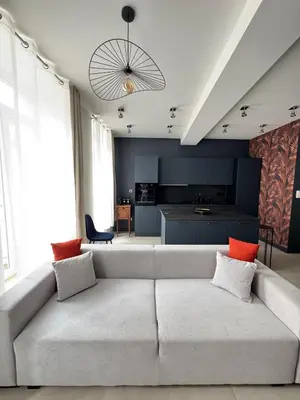 Coin salon dans l'établissement F3 quartier historique, parking gratuit, vue Saône
