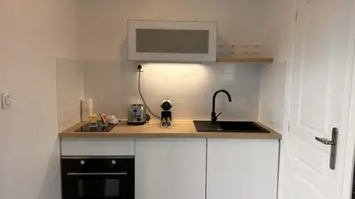 Cuisine ou kitchenette dans l'établissement Le Singulier Calme Central Chic