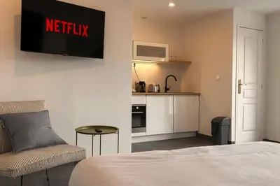 Cuisine ou kitchenette dans l'établissement Le Majestueux Calme Central Chic