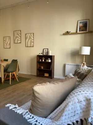 Un ou plusieurs lits dans un hébergement de l'établissement Appartement 6 personnes Paray-le-monial