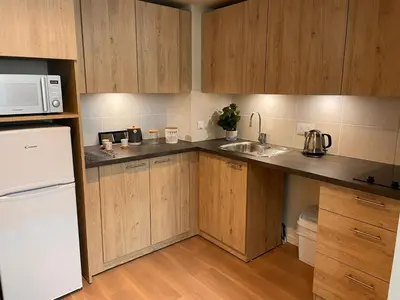 Cuisine ou kitchenette dans l'établissement Zenao Appart'hôtels Dijon