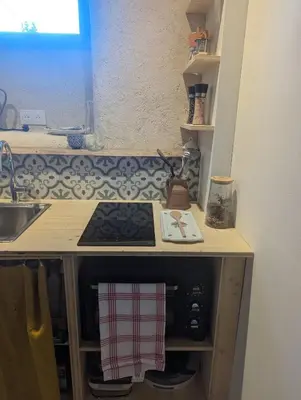 Cuisine ou kitchenette dans l'établissement Bulle Nature