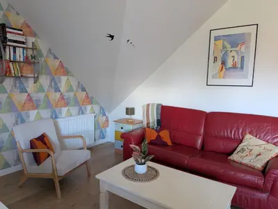 Coin salon dans l'établissement L'Aintemporel - Gîte calme 4 personnes