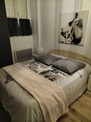Un ou plusieurs lits dans un hébergement de l'établissement Appartement au cœur du centre ville 2 couchages