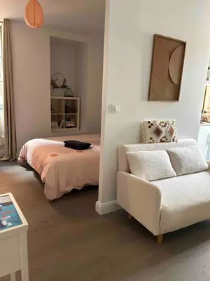Un ou plusieurs lits dans un hébergement de l'établissement Joli petit appartement plein centre