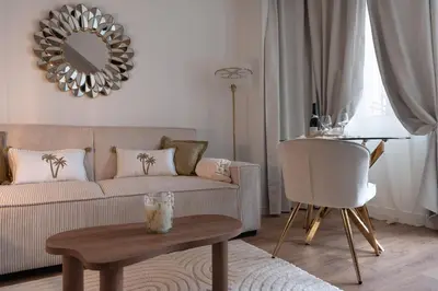 Un ou plusieurs lits dans un hébergement de l'établissement Les Nuits en Grands Crus Appartement cosy, près de Beaune, au cœur des vignes