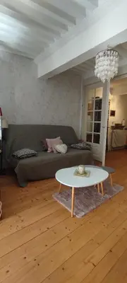 Coin salon dans l'établissement Jura entre Lacs et Montagnes Charmant studio cosy de 38 m2