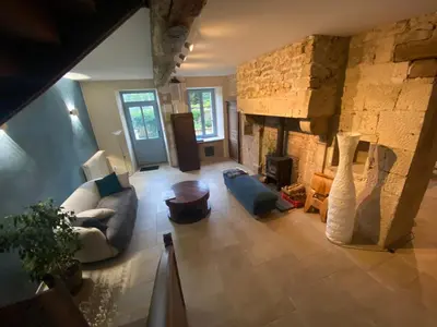 Coin salon dans l'établissement Cense des Possibles - chambre Forêt 2 personnes