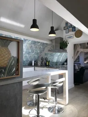 Cuisine ou kitchenette dans l'établissement L'atypique