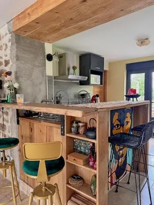 Cuisine ou kitchenette dans l'établissement Cottage With Natural Pool In Burgundy