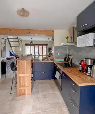 Cuisine ou kitchenette dans l'établissement Cottage With Natural Pool In Burgundy