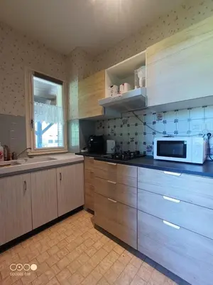 Cuisine ou kitchenette dans l'établissement appartement avec terrasse et jardin