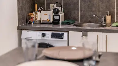 Cuisine ou kitchenette dans l'établissement Boheme Appart Cosy Centre Dijon
