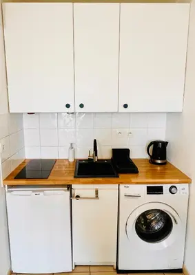 Cuisine ou kitchenette dans l'établissement Charmant T2 - Proche Zénith et Toison d'Or