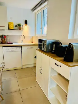 Cuisine ou kitchenette dans l'établissement Évasion Élégante au Beau Site