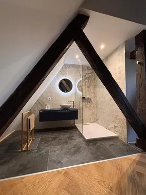 Salle de bains dans l'établissement La Terrasse Bourguignonne - Vieux Dijon