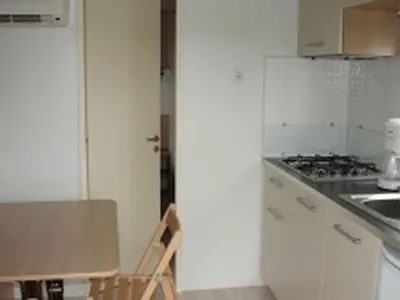 Cuisine ou kitchenette dans l'établissement Mobil-home 2 pers avec terrasse - API-1-52-1054