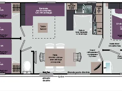 Plan de l'établissement Mobil Home avec Terrasse à Saint-Boil pour 6 personnes - API-1-52-1145
