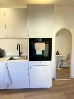 Cuisine ou kitchenette dans l'établissement Appartement au pied des vignes avec terrasse