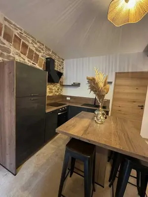 Cuisine ou kitchenette dans l'établissement Le nid douillet Maconnais