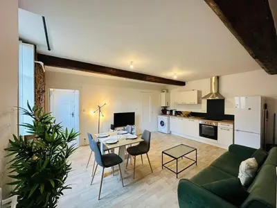 Cuisine ou kitchenette dans l'établissement Charmant appartement centre Dijon
