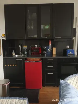 Cuisine ou kitchenette dans l'établissement Appartement lumineux en centre ville et tout prêt de la nature