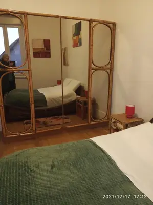 Un ou plusieurs lits dans un hébergement de l'établissement Appartement lumineux en centre ville et tout prêt de la nature