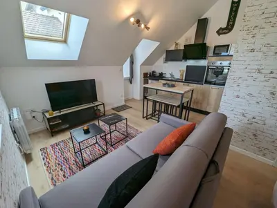 Cuisine ou kitchenette dans l'établissement Le Studio Neo-Retro
