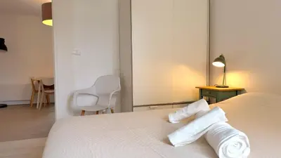 Un ou plusieurs lits dans un hébergement de l'établissement Le Bel André - calme - parking gratuit