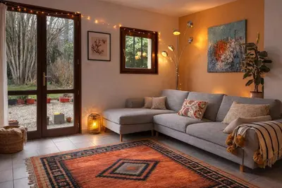 Coin salon dans l'établissement Les Jardins de Chevagny Parking - Jardin - 6 Personnes