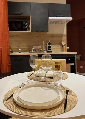 Cuisine ou kitchenette dans l'établissement Le Laguiche Chic Modern Studio