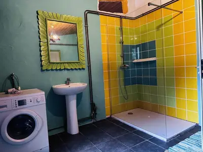 Salle de bains dans l'établissement Gites de la Pyramide