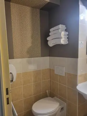 Salle de bains dans l'établissement Hôtel Le Kolibri