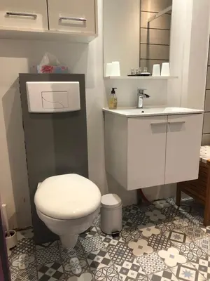 Salle de bains dans l'établissement La Ferme du Bonheur