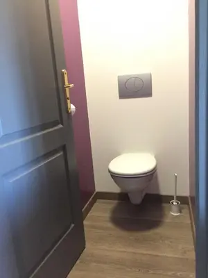 Salle de bains dans l'établissement La Ferme du Bonheur