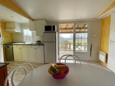 Cuisine ou kitchenette dans l'établissement Jura mobile home