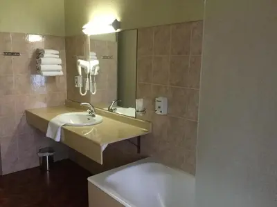 Salle de bains dans l'établissement Logis Hôtel La Fleur de Lys