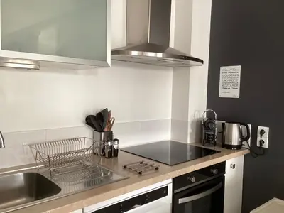 Cuisine ou kitchenette dans l'établissement Le jardin des chanceliers