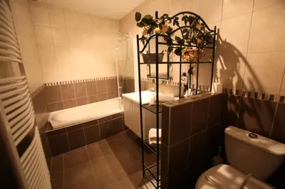 Salle de bains dans l'établissement Logis Le Bourguignon