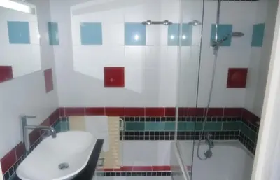 Salle de bains dans l'établissement Moulin de Bourgchateau