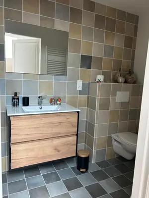 Salle de bains dans l'établissement Les chambres claires Givry