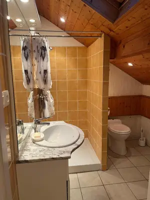 Salle de bains dans l'établissement Gîte Micha