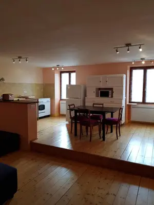 Cuisine ou kitchenette dans l'établissement Gîte Micha