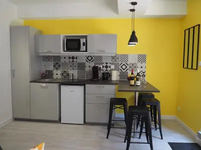 Cuisine ou kitchenette dans l'établissement Le Millotet - Agréable studio à 2 mn Dijon Gare
