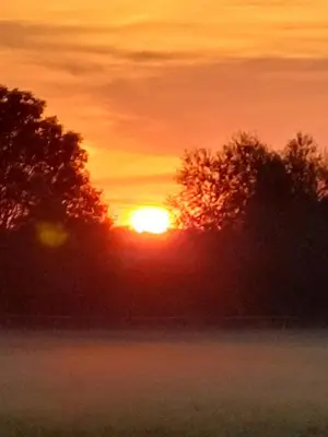 Lever ou coucher de soleil vu de la maison de vacances ou à proximité