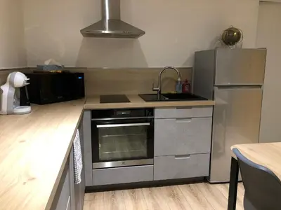Cuisine ou kitchenette dans l'établissement Le Banc Bourguignon