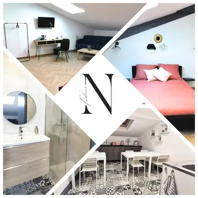 Cuisine ou kitchenette dans l'établissement Nuit Tendance Mâcon - Chambre cosy centre ville E