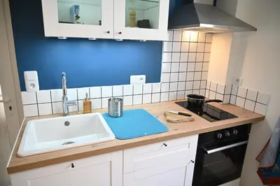 Cuisine ou kitchenette dans l'établissement Le Moutardier : chaleureux T2 au coeur de ville