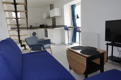 Télévision ou salle de divertissement dans l'établissement Dijon : Superbe appartement hyper centre en duplex